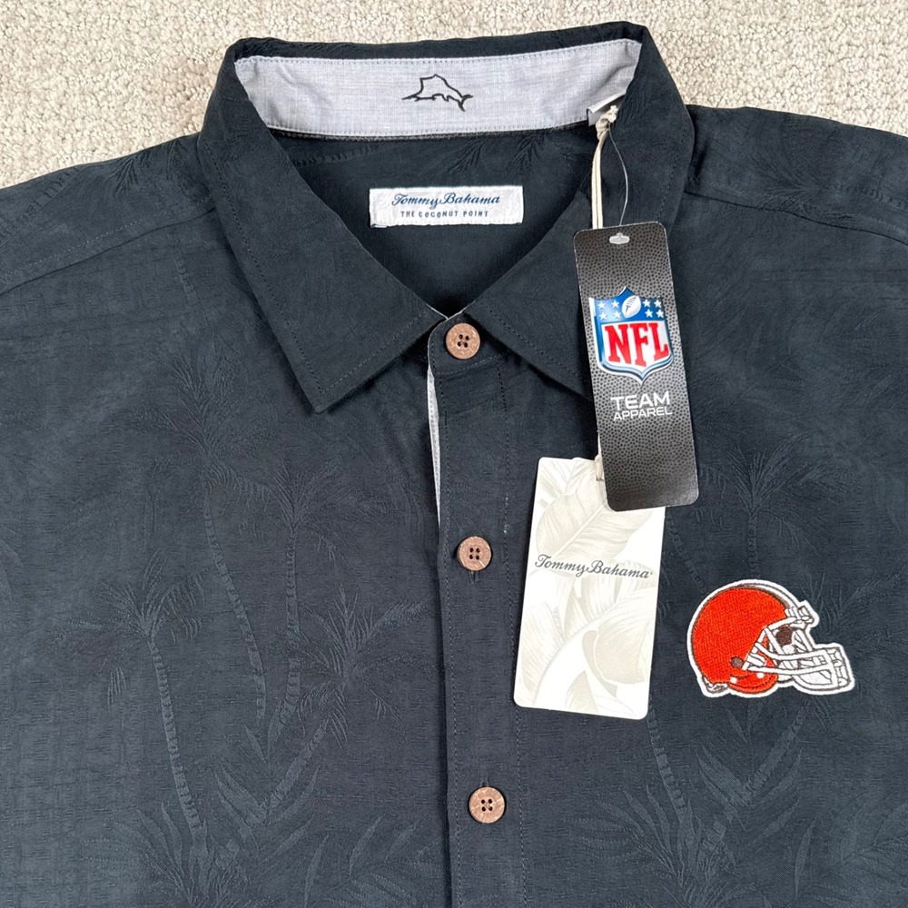 NEW Tommy Bahama Mens 2XL Cleveland Browns Coconut Point Jacquard Floral Shirt